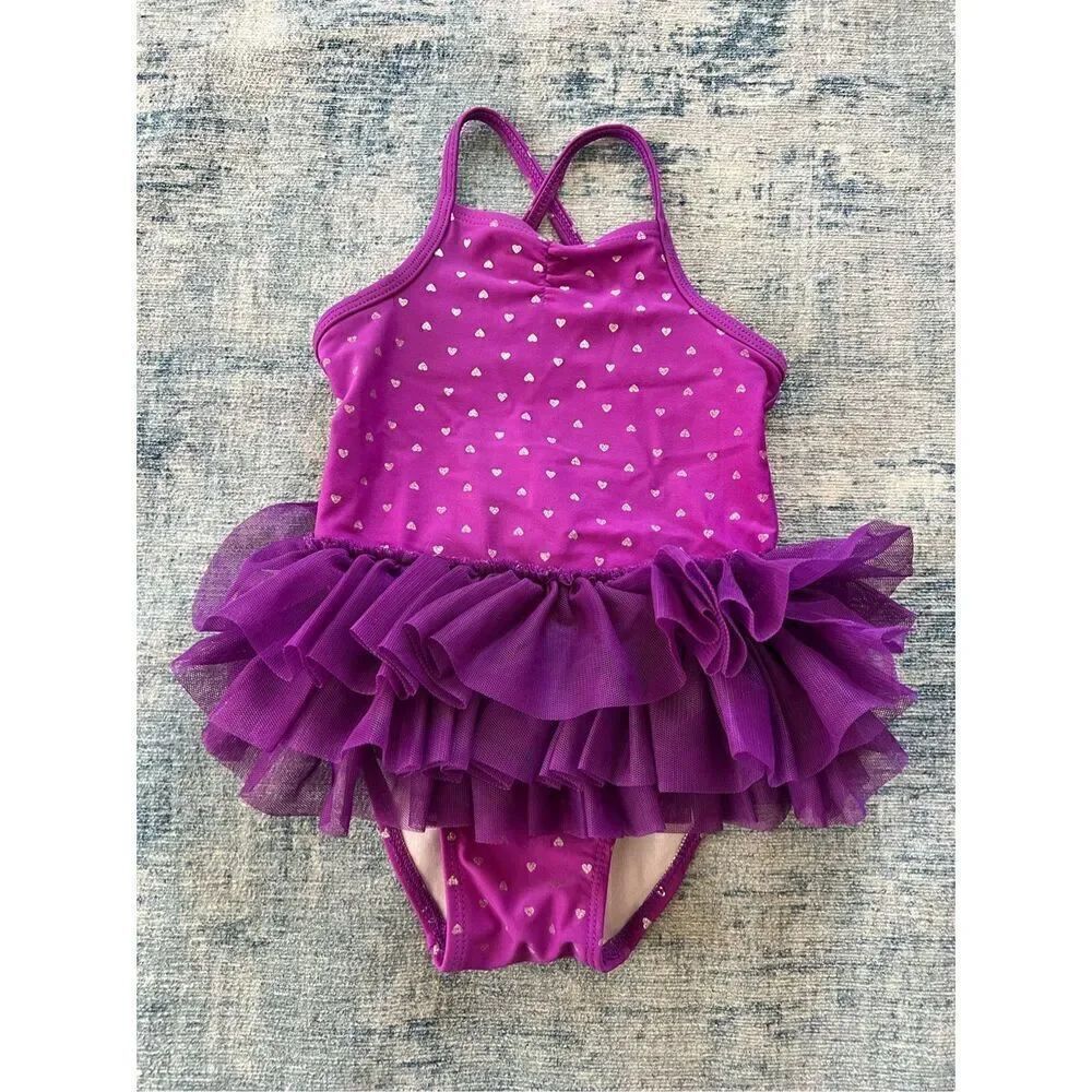 Circo Purple Silver Star Tutu Bathing Suit Baby 18 Months